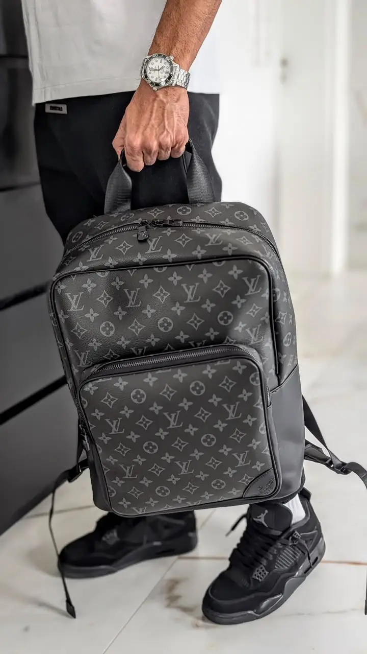 Sac à Dos Monogramme Noir Premium – Grand Format Quotidien