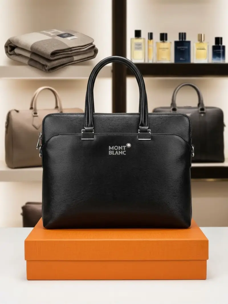 Sac business noir texturé avec bandoulière