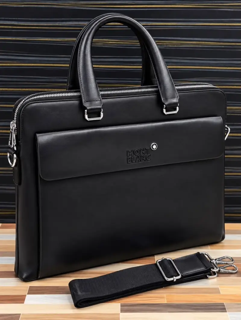 Sac business noir à grande poche avant
